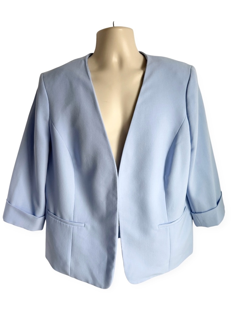 Kasper 20W Light Blue Open-Front Blazer Jacket